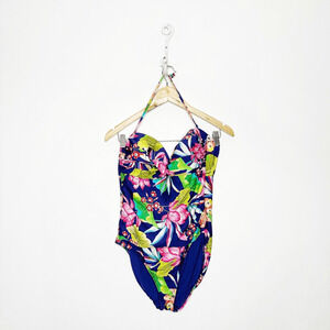 LA BLANCA Midnight Bora Bora Bandeau One Piece Swimsuit strapless womens US 10